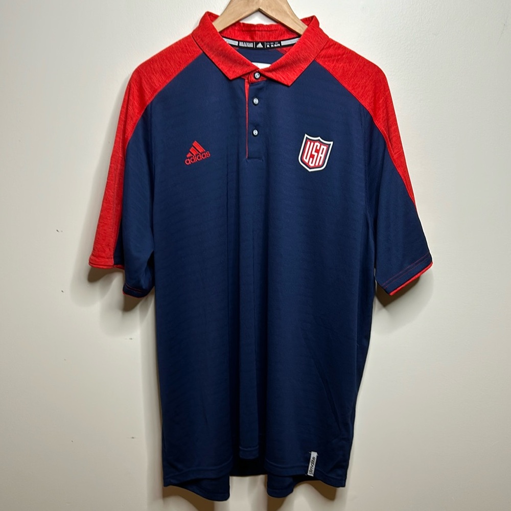 Adidas US Hockey World Cup Of Hockey 2016 Coaches Polo Mens Navy US Size 2XL